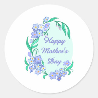 Happy Mother's Day Floral Border - Customize Classic Round Sticker