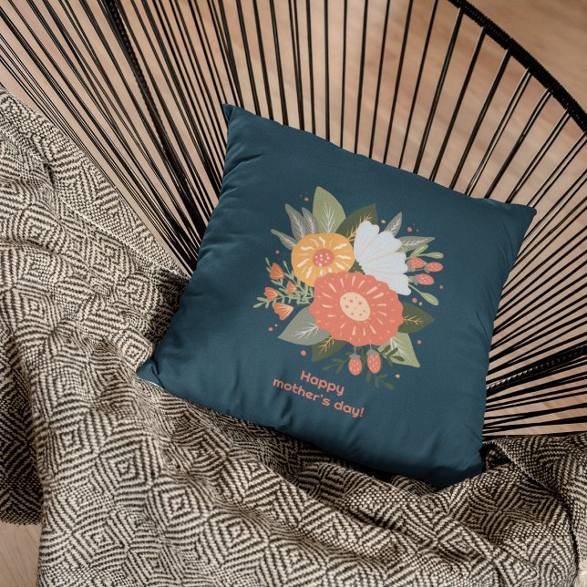Happy mother's day floral bouquet throw pillow (Creator Uploaded)