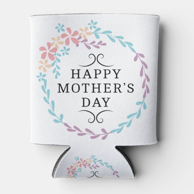 Happy Mother's Day , Floral Design Can Cooler (Front)