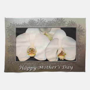 Happy Mother's Day Floral Orchid Kitchen Towel