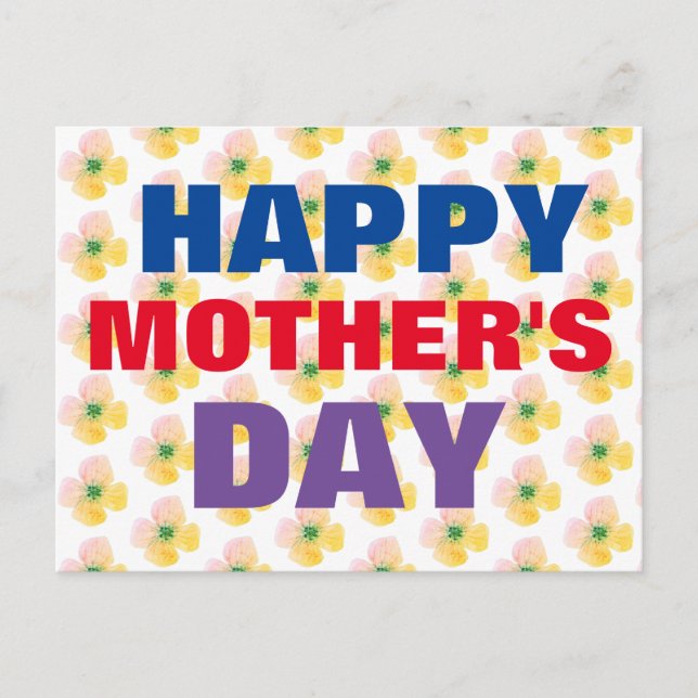 Happy Mother's Day Floral Pattern Postcard (Front)