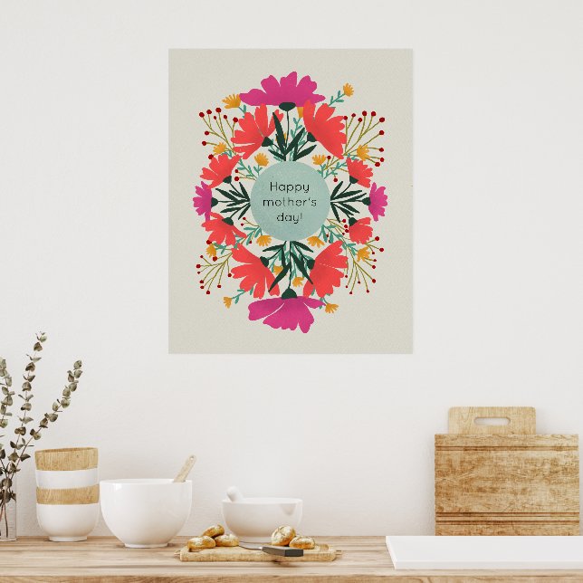 Happy mother's day floral poster (Kitchen)