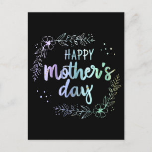 Happy Mother's Day Floral Rainbow Colours Postcard