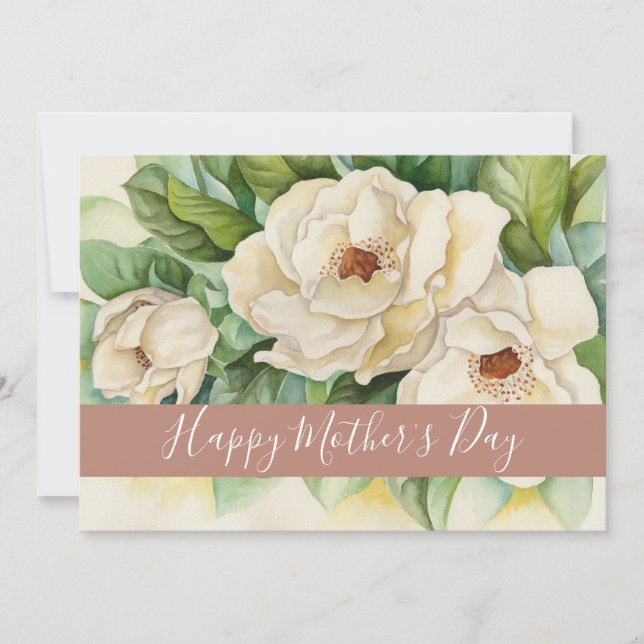 Happy Mother's Day Floral Rose Gold Name Script Holiday Card (Front)