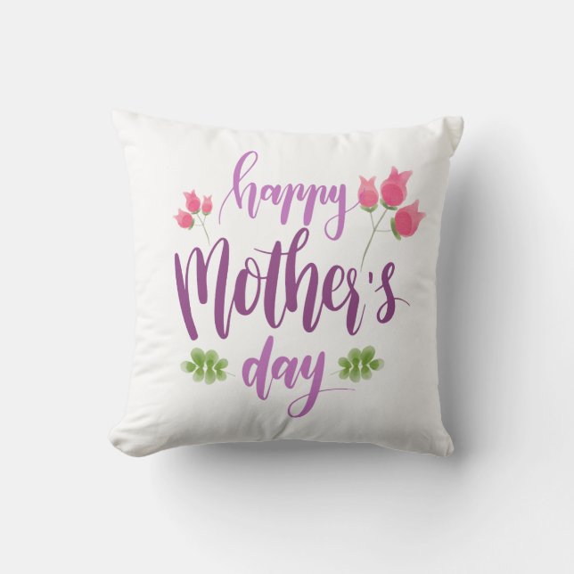 Happy Mother's Day Floral | Throw Pillow (Front)