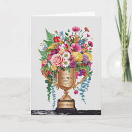 Happy Mother's Day Floral Trophy Customizable Card