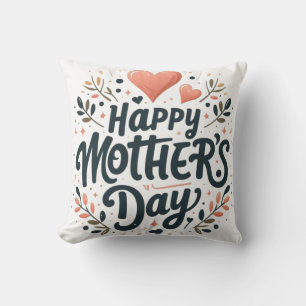 Happy Mother's Day - Floral Typography Art Throw Pillow