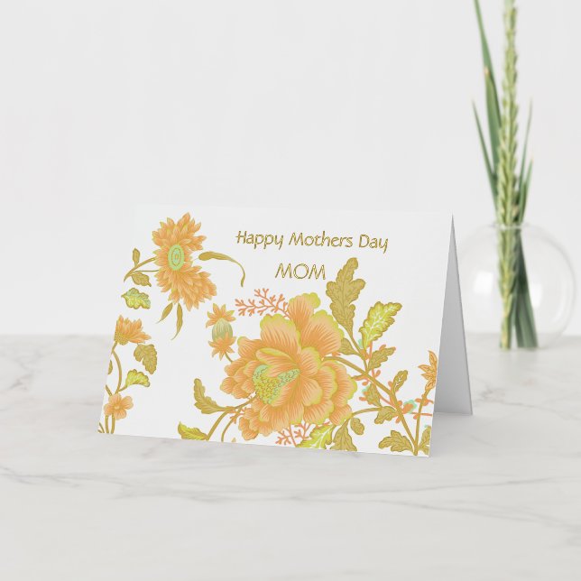 Happy Mothers Day Florals Personalized Foil Foil Holiday Card (Front)