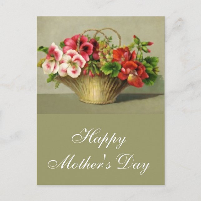 Happy Mother's Day Flower Basket Postcard (Front)