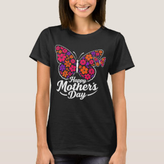Happy Mothers Day for Women Floral Butterfly Mom  T-Shirt