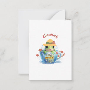 Happy Mother's Day Frog and Hat in a Teacup Card