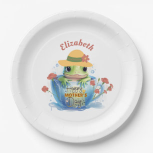 Happy Mother's Day Frog and Hat in a Teacup Paper Plate
