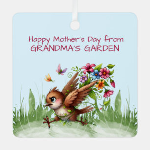 Happy Mother's Day from GRANDMA'S GARDEN Funny Bir Metal Ornament