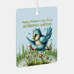 Happy Mothers Day from GRANDMA'S GARDEN Funny Bird Metal Ornament