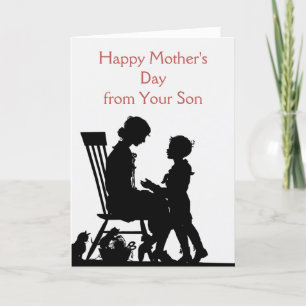Happy Mother's Day From Son, Vintage Silhouette Holiday Card