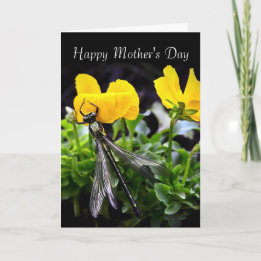 Happy Mother's Day - General - Dragonfly/ Pansies Card