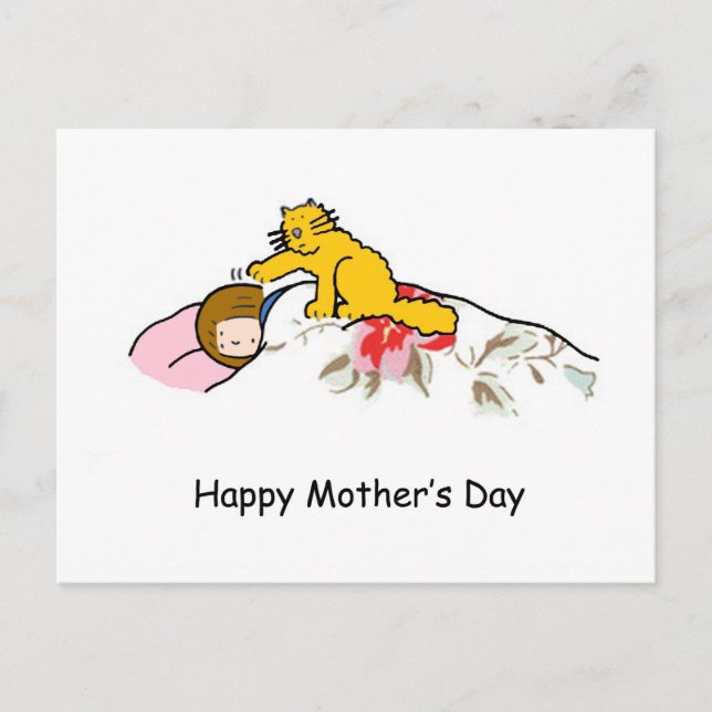 Happy Mother's Day Ginger Cat Humour Postcard (Front)