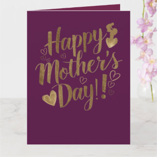 Happy Mother's Day Gold Script Heart Card