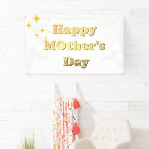 Happy mothers day. Gold simple script calligraphy  Banner