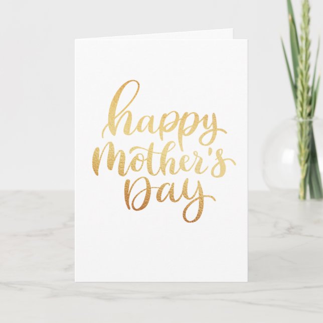 Happy mothers day. Gold simple script calligraphy  Card (Front)
