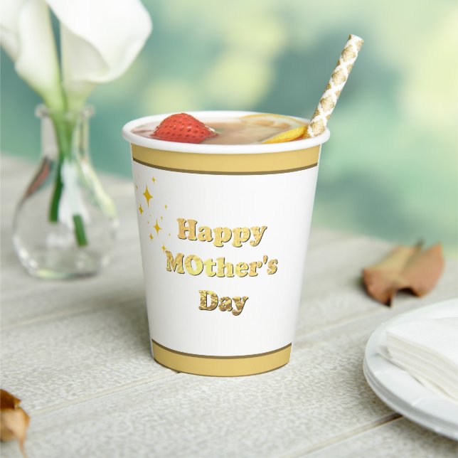 Happy mothers day. Gold simple script calligraphy  Paper Cups (Insitu)