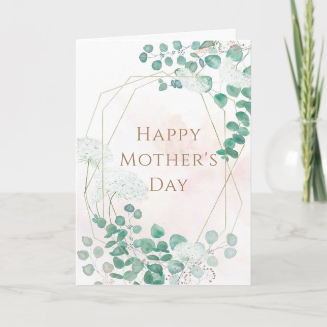 happy mother's day green eucalyptus leaf card (Front)