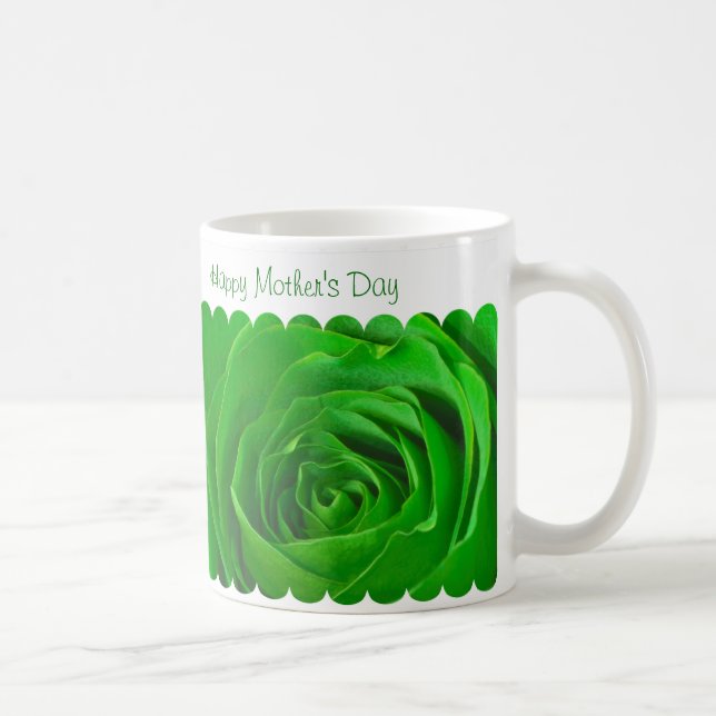 Happy Mother's Day Green Rose Centre Coffee Mug (Right)