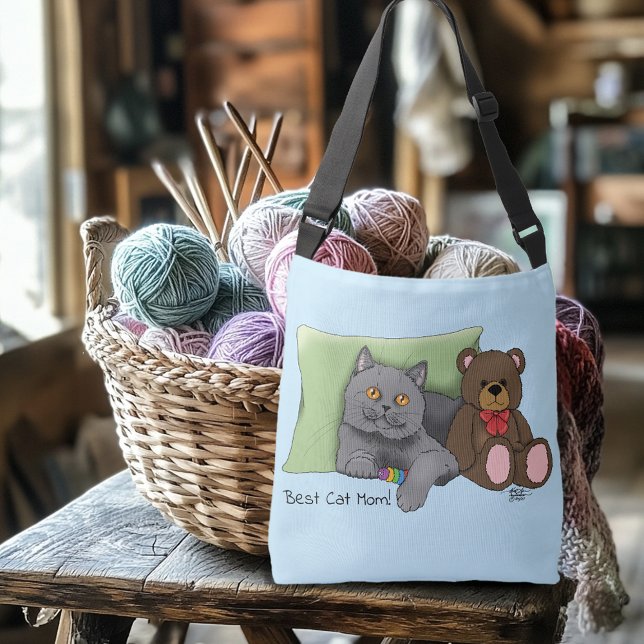 Happy Mother's Day Grey Cat Crossbody Bag (Creator Uploaded)