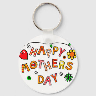 Happy Mother's Day Hand Drawn Cartoon Typography Keychain