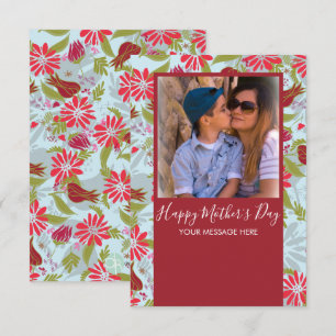 Happy Mother's Day  Hand Drawn Florals Red Card