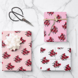 Happy Mother's Day Handlettering Heart Mothers Day Wrapping Paper Sheet