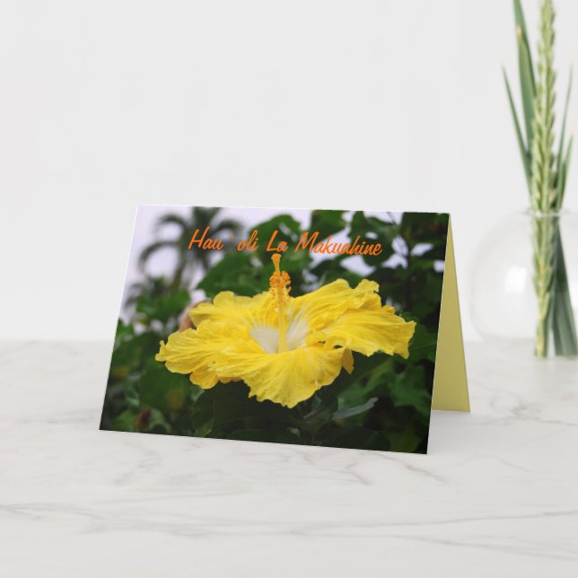Happy Mother's Day Hawaiian Deep Yellow Hibiscus Card (Front)