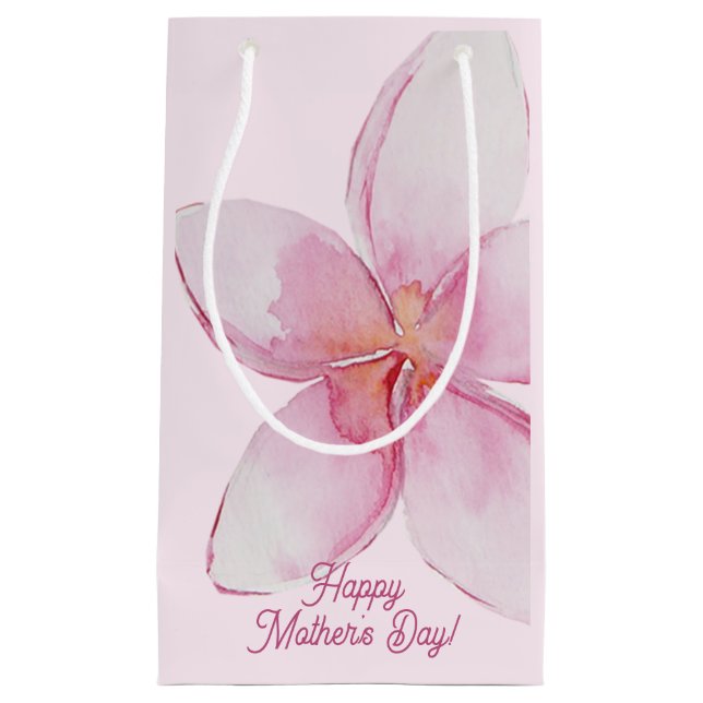 Happy Mother's Day - Hawaiian Watercolor Flower  Small Gift Bag (Front)