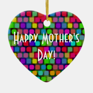 Happy Mother's Day Heart Abstract Colourful Ceramic Ornament