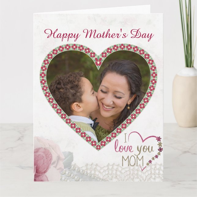 Happy Mother's Day Heart Personalized Card (Front)