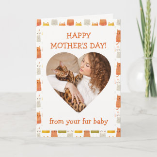 Happy Mother's Day Heart-Shaped Photo Dog Cat Pet Card