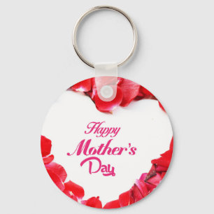Happy Mother's Day - Heart Shaped Rose Petals Keychain