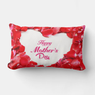 Happy Mother's Day - Heart Shaped Rose Petals Lumbar Pillow