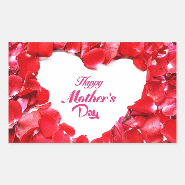 Happy Mother's Day - Heart Shaped Rose Petals Sticker (Front)