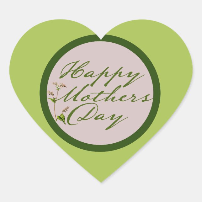 Happy Mothers Day Heart Sticker (Front)
