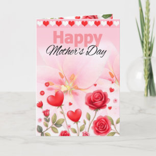 Happy Mothers Day Hearts & Roses Card