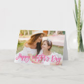 Happy Mother's Day Hot Pink Script Photo Card (Front)