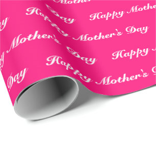 Happy Mother's Day hot pink white script elegant  Wrapping Paper