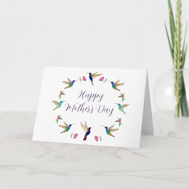 Happy Mother's Day Hummingbird  Card (Front)