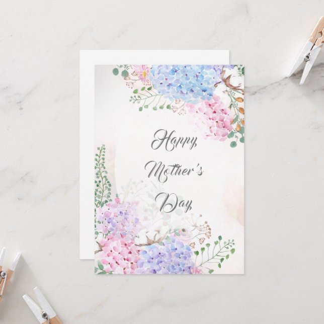 happy mother's day hydrangea card (Front/Back In Situ)