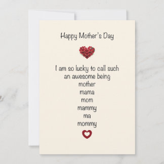 Happy Mother's Day I am so Lucky Holiday Card