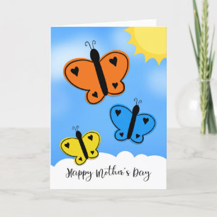 Happy Mother's Day Illustrated Butterflies  Holiday Card