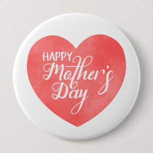 Happy mother's day in pink heart, mom love 4 inch round button