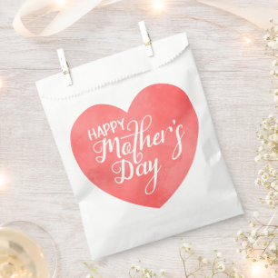 Happy mother's day in pink heart, mom love favour bag