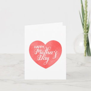 Happy mother's day in pink heart, mom love note card